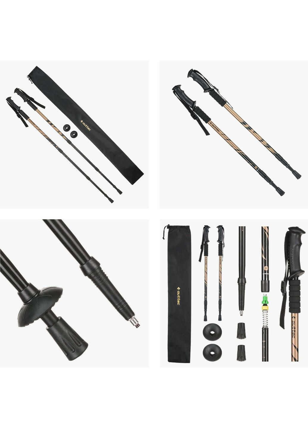 Трекінгові палки карбонові 3-х секційні 70-135см Anti-shock Outtec (296119641)