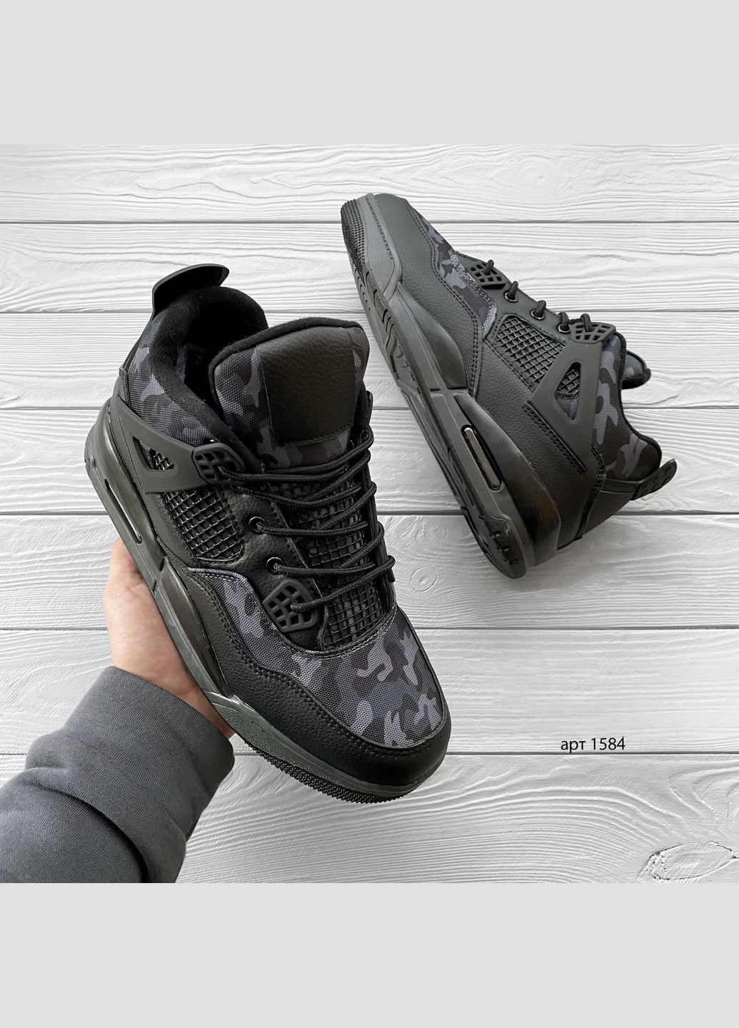 Черные зимние зимние кроссовки military black No Brand Jordan
