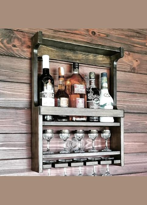 Настенная винная полка из дерева Котсунаги мокко (ПНК-025810) No Brand (327422848)