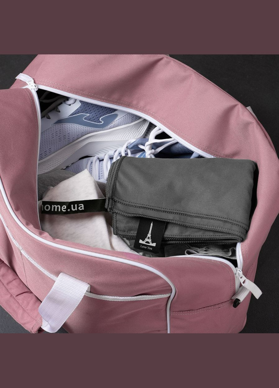 Набір спортивних рушників 2 шт з мікрофібри 50х90 + 70х140 Сірий Love You сірий