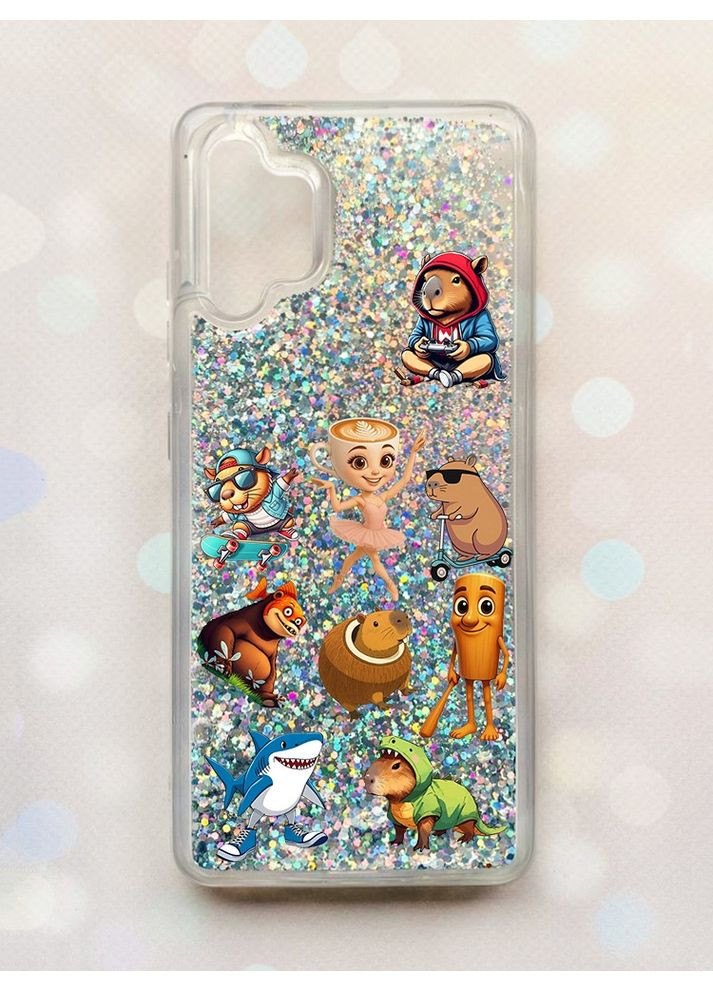 Чехол с плавающими серебряными блестками на Samsung Galaxy A32 Мемы (принт 415) Creative (356128098)