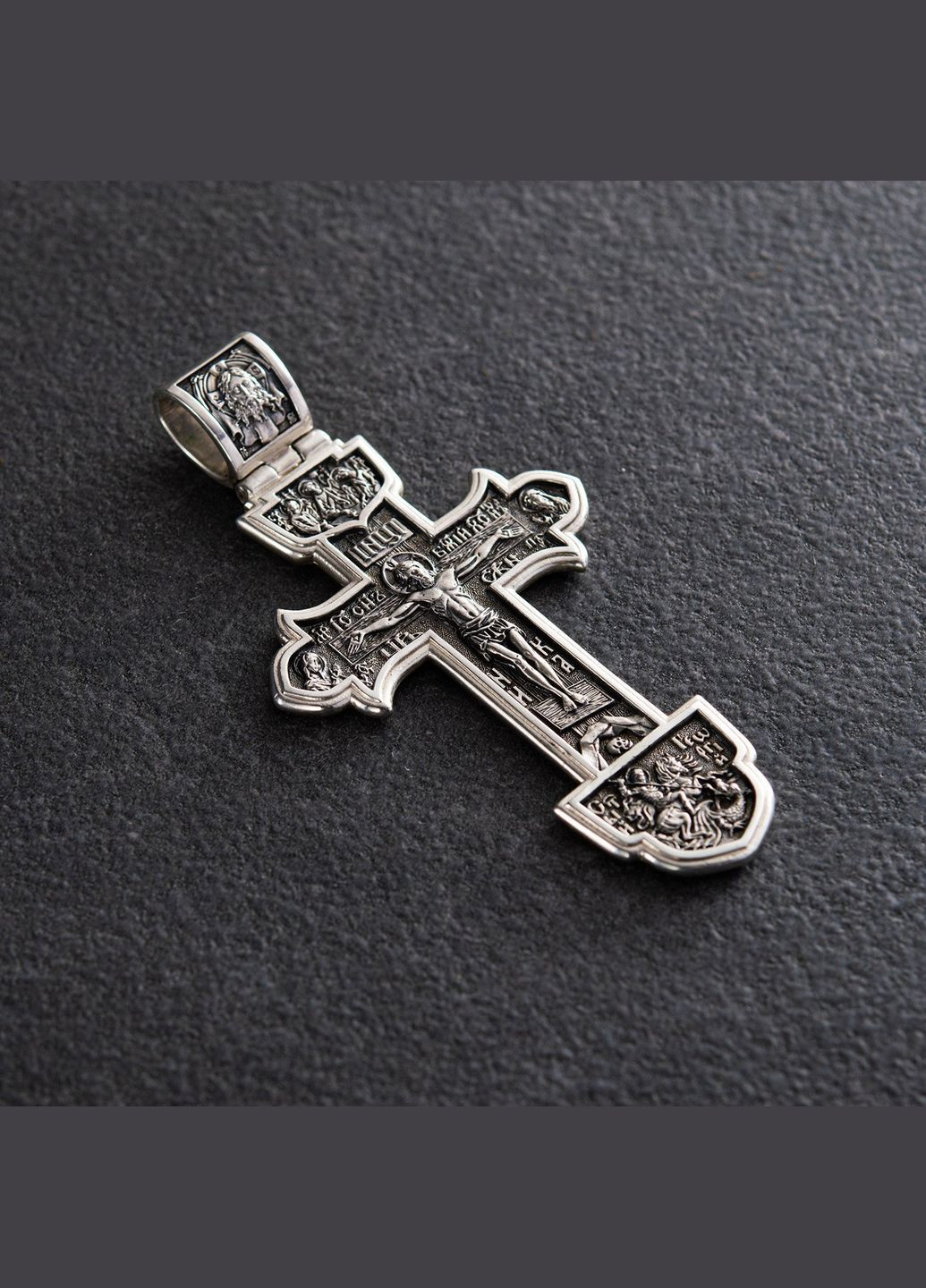 Срібний православний хрест Розп'яття Христове. Деісус. Трійця 132733 Oniks (264024271)