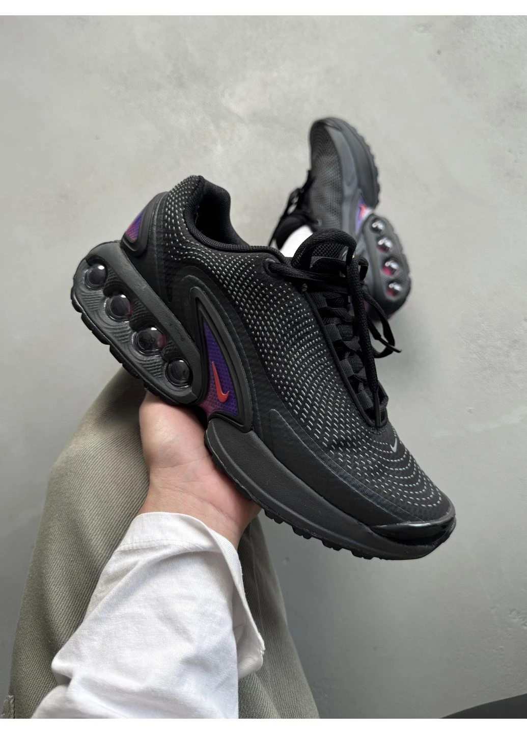 Чорні кросівки чоловічі nike air max dn black/purple найк аір макс дн чорні демісезон No Brand