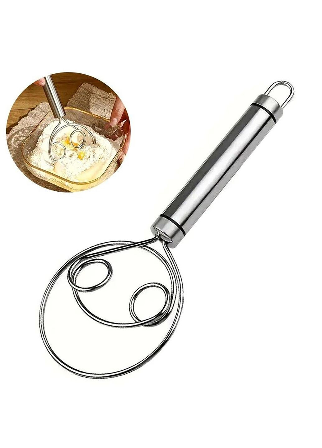 Данський вінчик для змішування тіста з нержавіючої сталі 19 см Kitchen Master (322648373)