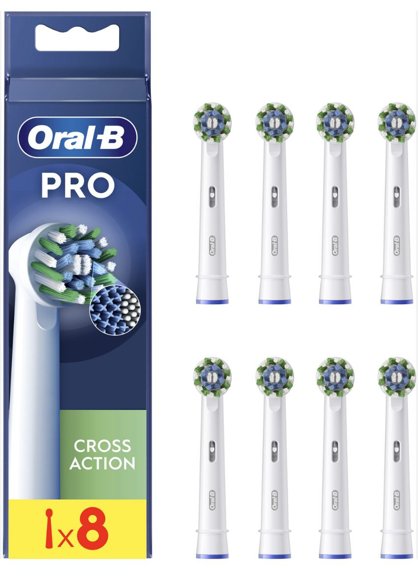 Насадки Pro Cross Action (8 шт.) для электрической зубной щетки - white Oral-B (372970522)