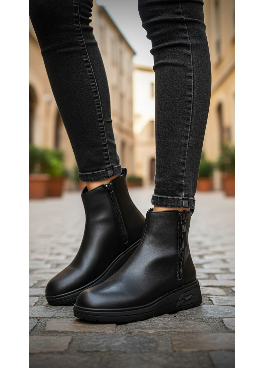 чорні натуральна шкіра No Brand Ботильони жіночі демісезонні (373259373)