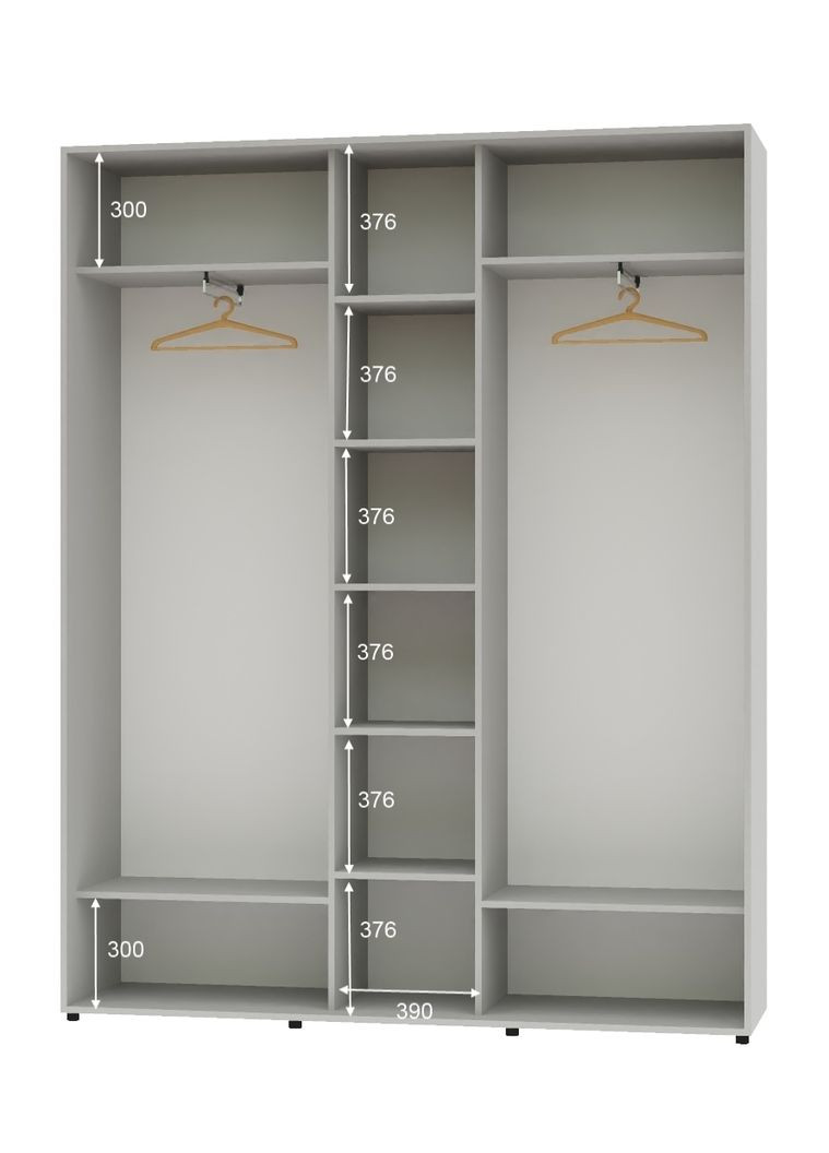 Шафа-купе тридверна 200*45*230 Сірий 2 ДСП/Дзеркало з піскострумним малюнком ШК-04 Алекса (360462831)