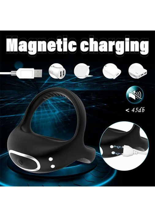 Потрійне ерекційне смарт віброкільце на пеніс і мошонку "Love Spouse" чорного кольору як для пар, так і для соло-ігор China (360613567)