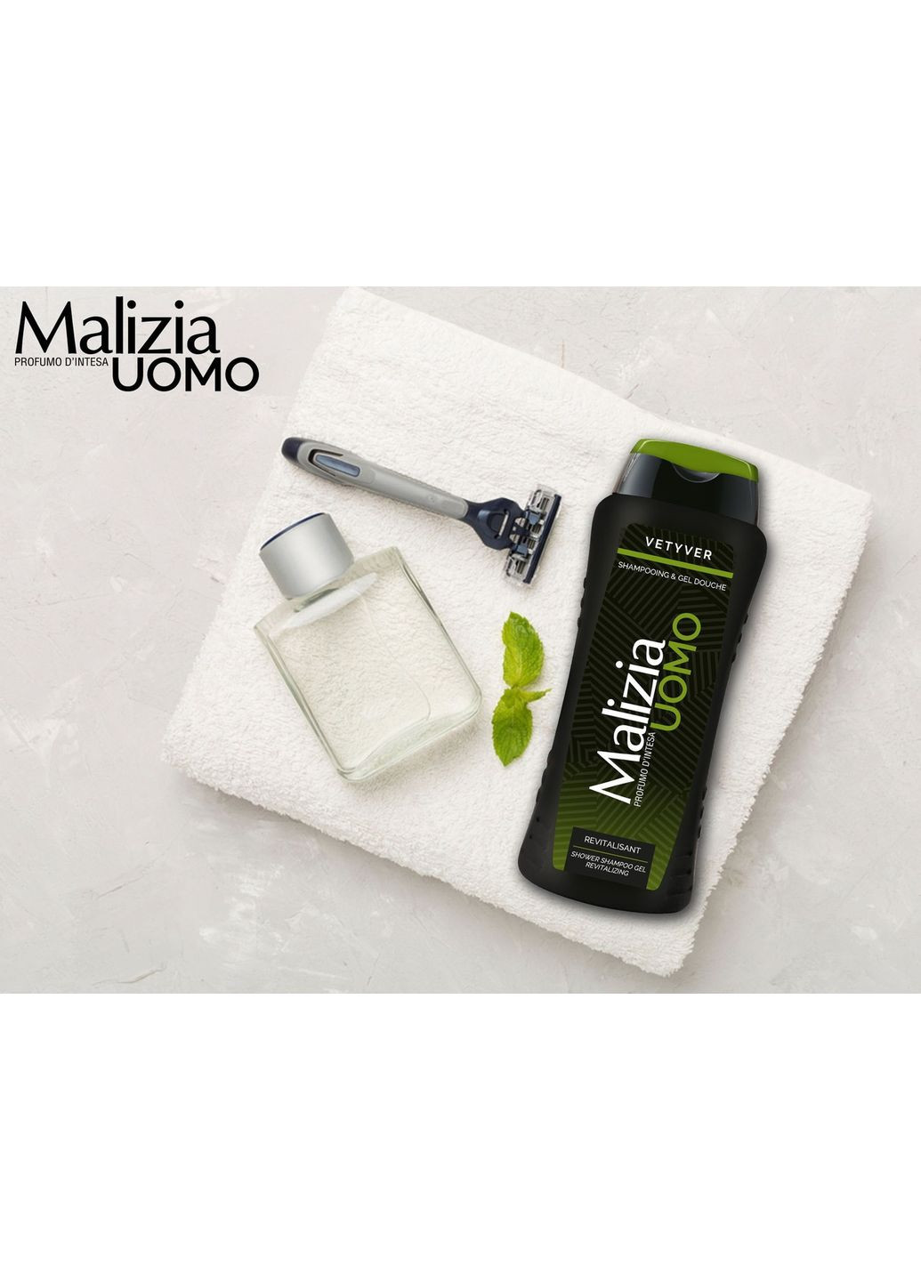 Шампунь-гель для чоловіків 2в1 для душу Ветівер Vetyver Uomo Shower Shampoo Gel 250 мл Malizia (370567234)