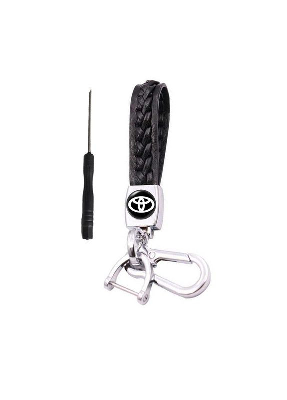 Брелок для ключей с логотипом, фурнитура ХРОМ (ремешок+карабин+отвертка) Toyota (369612002)