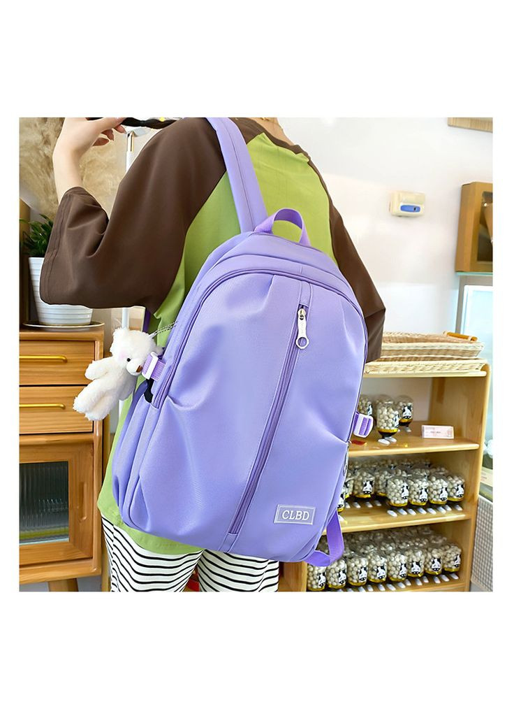 Рюкзак фіолетовий з сумочками та пеналом в комплекті з брелком ведмедика КиП (277698343)