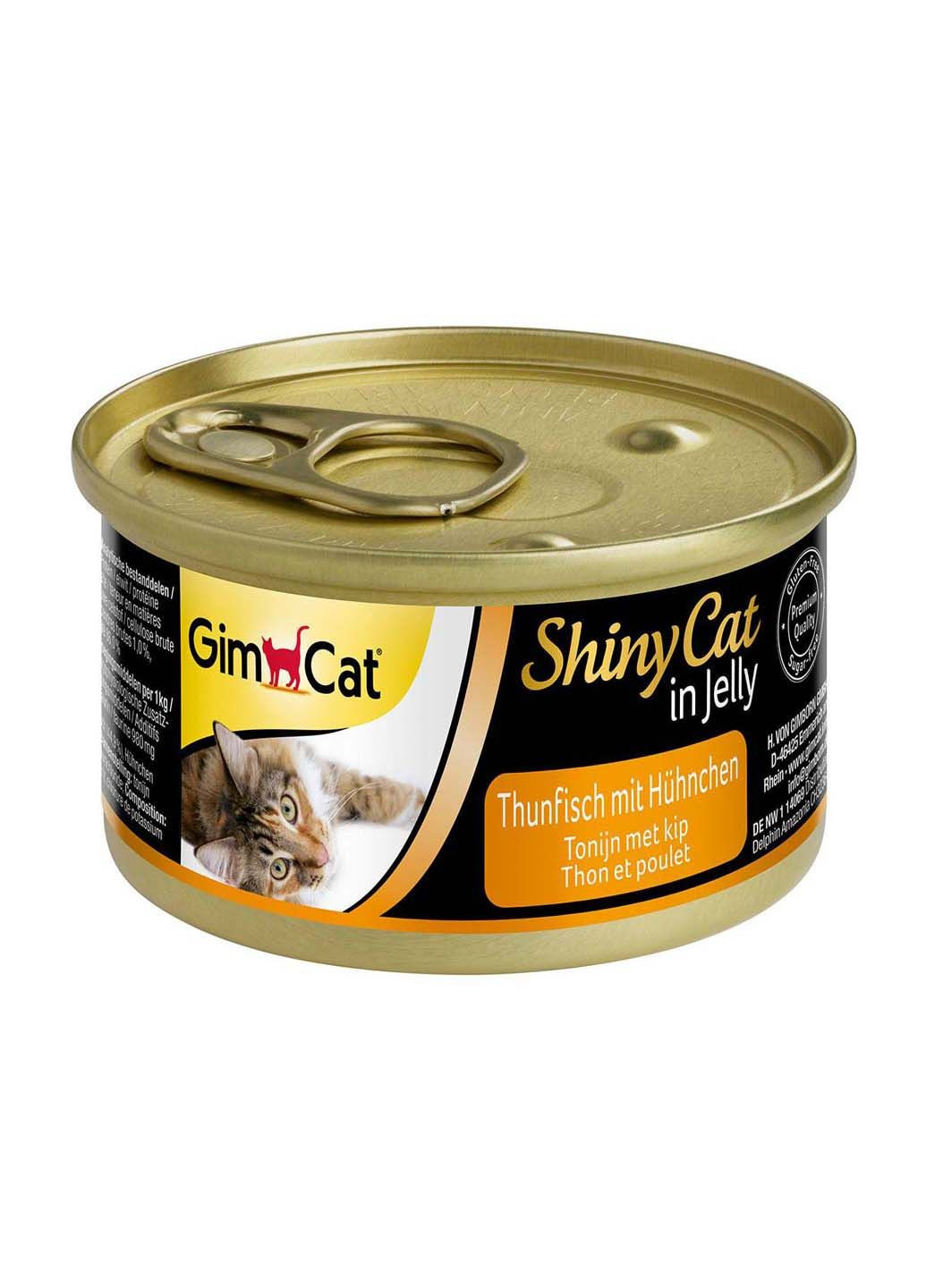 Вологий корм для кішок ShinyCat з тунцем та куркою 70 г Gimborn (286472814)