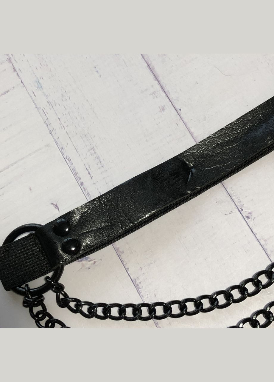 Гартер портупея на ногу с цепочками подвязка One Size черный ДЕФЕКТ (16-33) No Brand (314931144)