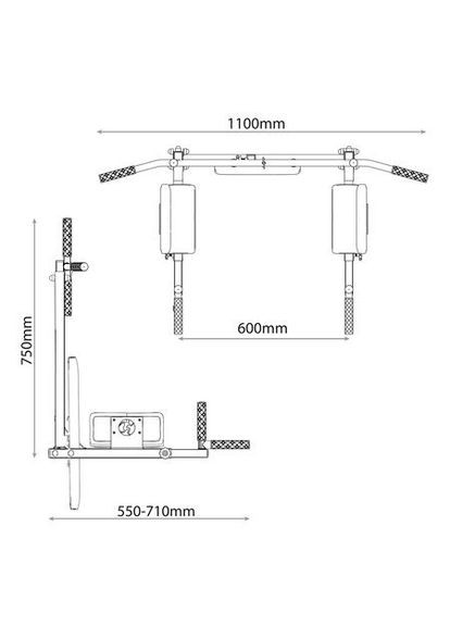 Турнік з брусьями настінний для підтягувань 2в1 KSSL081/2 K-Sport (372736117)