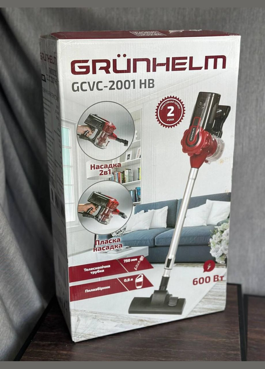 Ручной пылесос GCVC-2001 HB пылесос без мешка 0.6 л Красный 600 Вт Grunhelm (311952079)