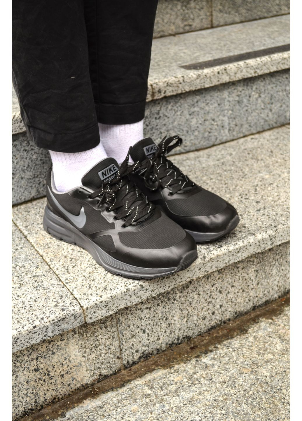 Черные демисезонные кроссовки мужские nike pegasus 26x gore-tex triple black найк пегасус No Brand