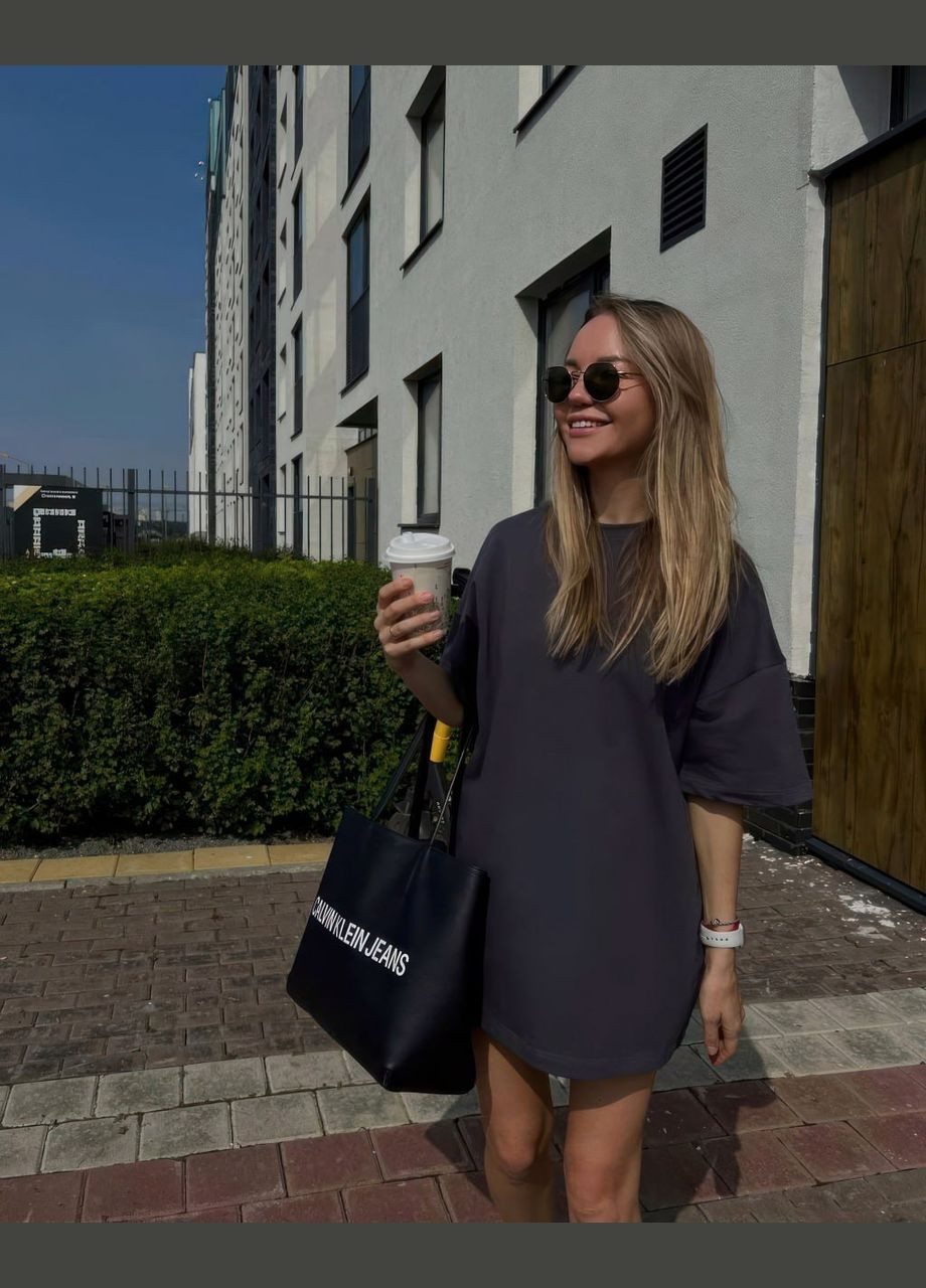 Графітова повсякденний жіноча сукня-футболка сукня-футболка Україна однотонна