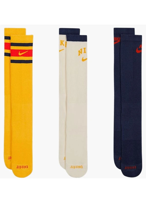 Комбинированные носки everyday plus cushioned crew multi (3 пары) dx7665-910 Nike (399367812)