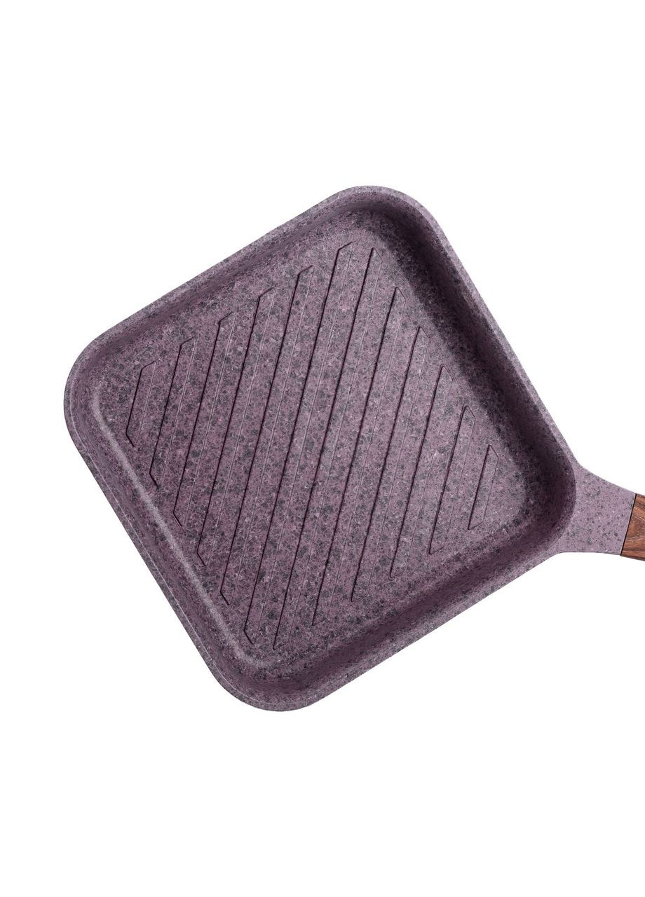 Сковорода-гриль алюминиевая, квадратная, 2,5 литра, с антипригарным покрытием, 24 см, Purple HP-4-443M MGC (370802485)