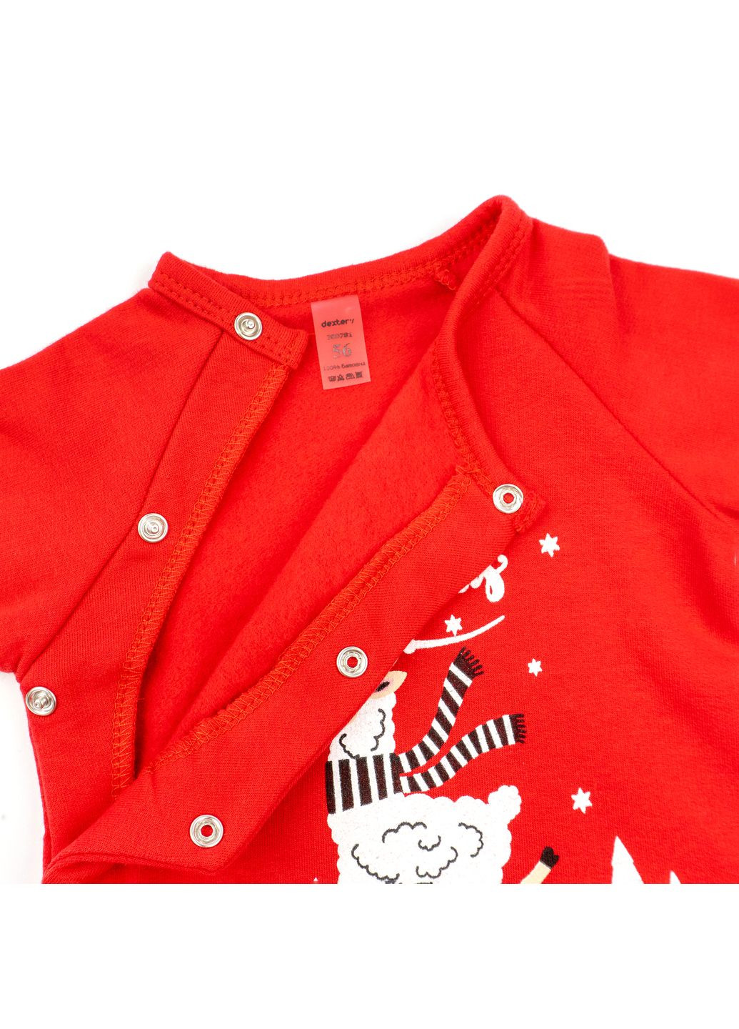 Чоловічок для немовлят на кнопках з принтом Christmas llama Червоний dexter's (366265593)