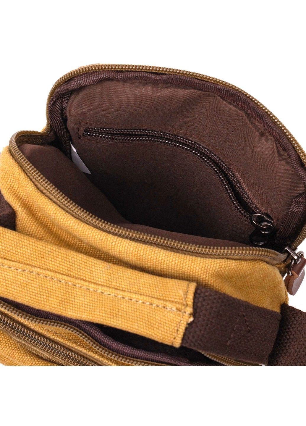 Отличная небольшая мужская сумка из плотного текстиля 22222 Песочный Vintage (292849722)