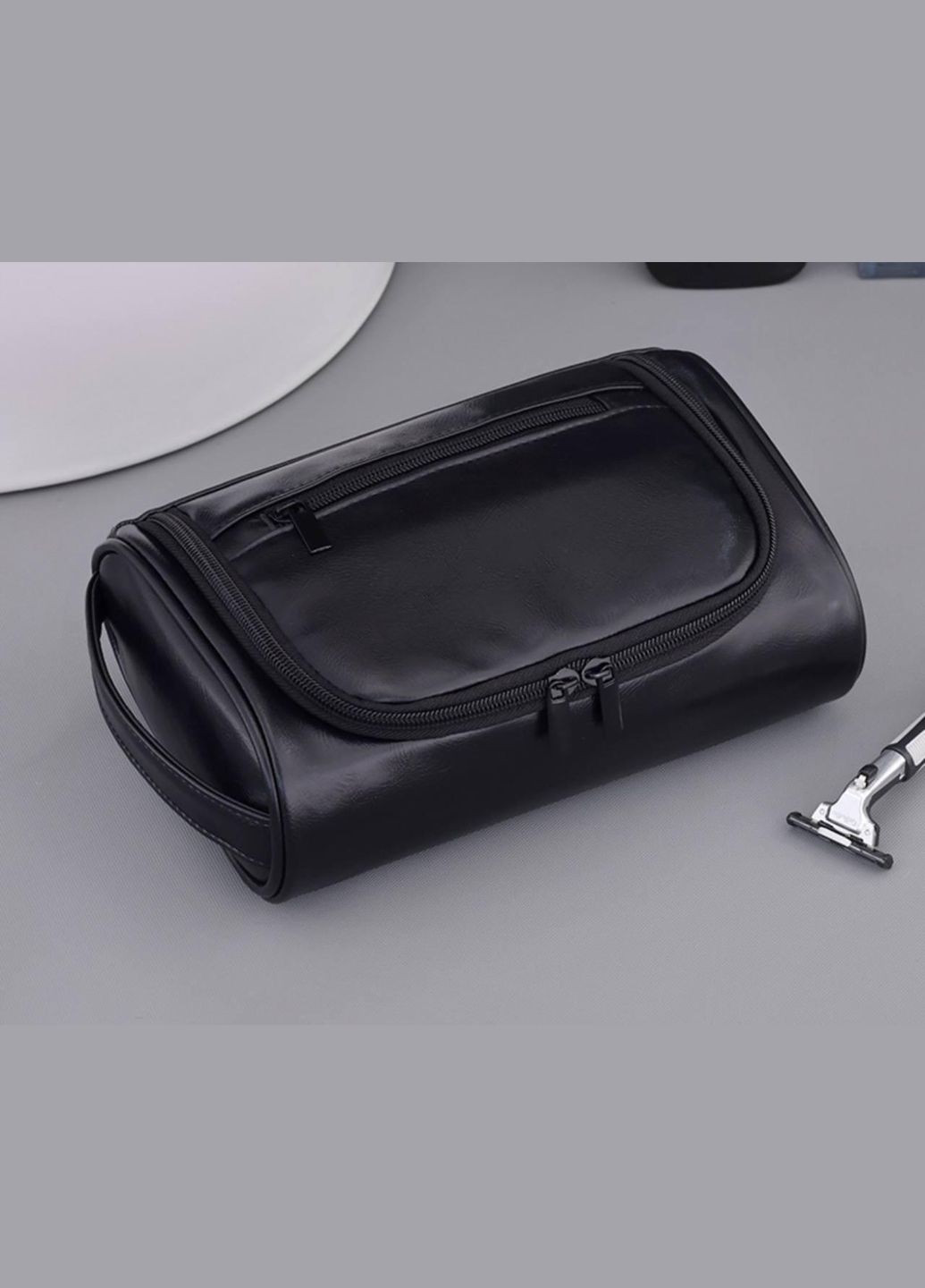 Шкіряна чоловіча косметичка Чорна No Brand (333162939)