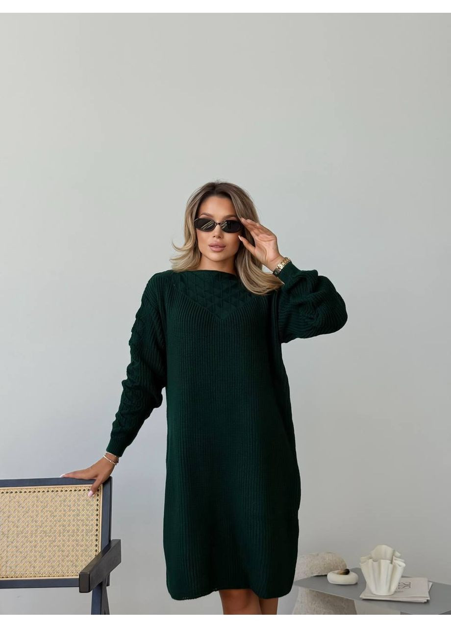 Изумрудное женское вязаное платье Osoblyva