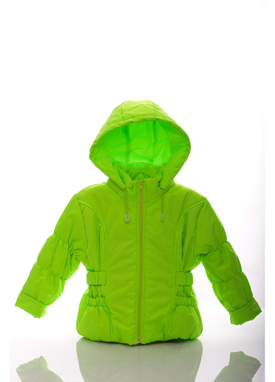 Зеленая демисезонная куртка для девочки на флисе под резинку ярко салатовая см. (28545) BABYKROHA