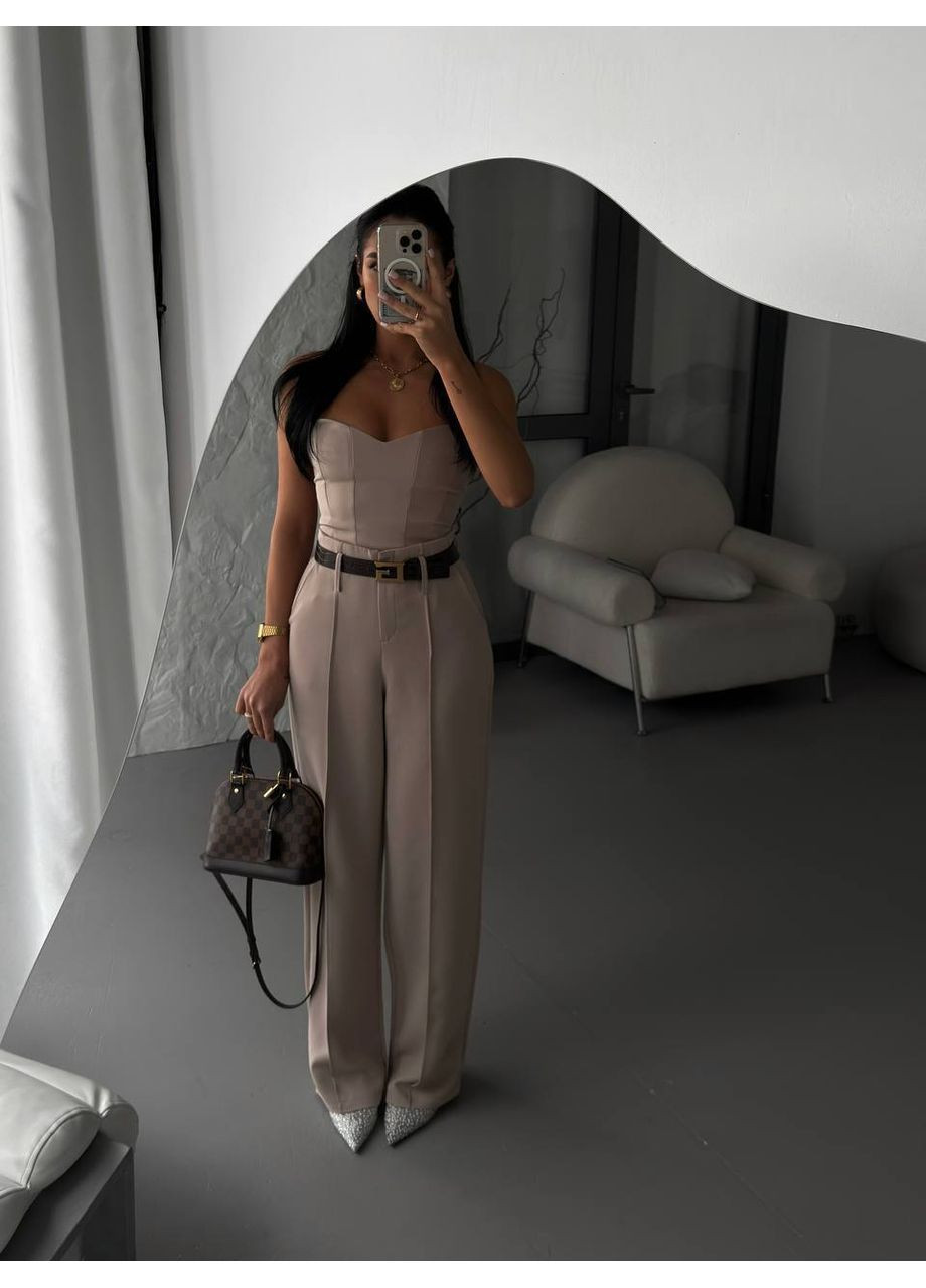 Жіночий костюм з корсетним топом та прямими штанами Україна (351480429)