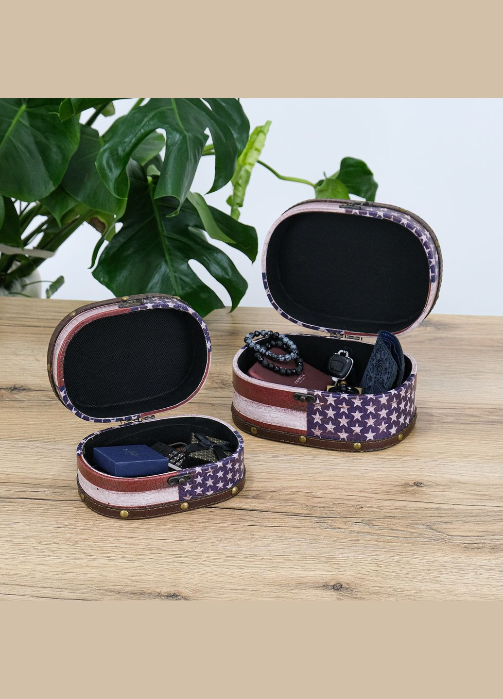 Шкатулка овальная набор набор из 2-х - Флаг США (SH31302) Гранд Презент (322190805)