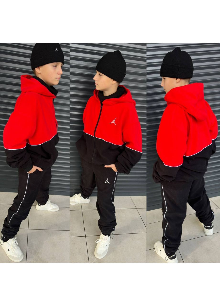 Червоний демісезонний крутезний флісовий підлітковий костюм 🔥зимній двосторонній полірований фліс полар No Brand
