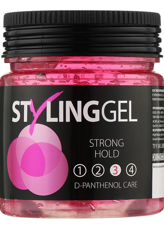Гель для укладання волосся сильної фіксації Styling Gel Strong Hold 3 200ml (172187-120650) Acme Color (368630805)