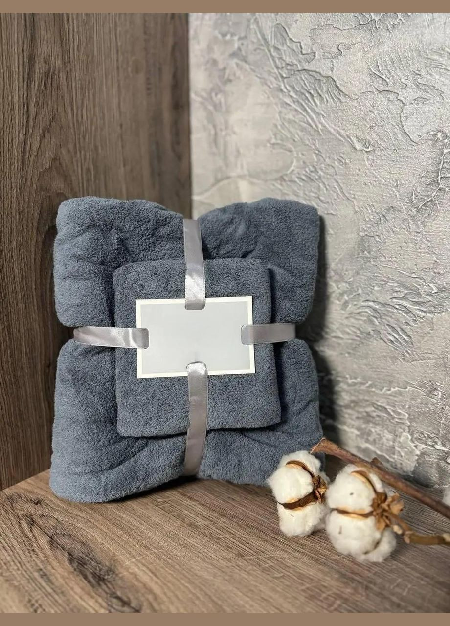 Набір рушників 2-шт мікрофібра Сірий (П4К-post-2-ka-003) No Brand сірий