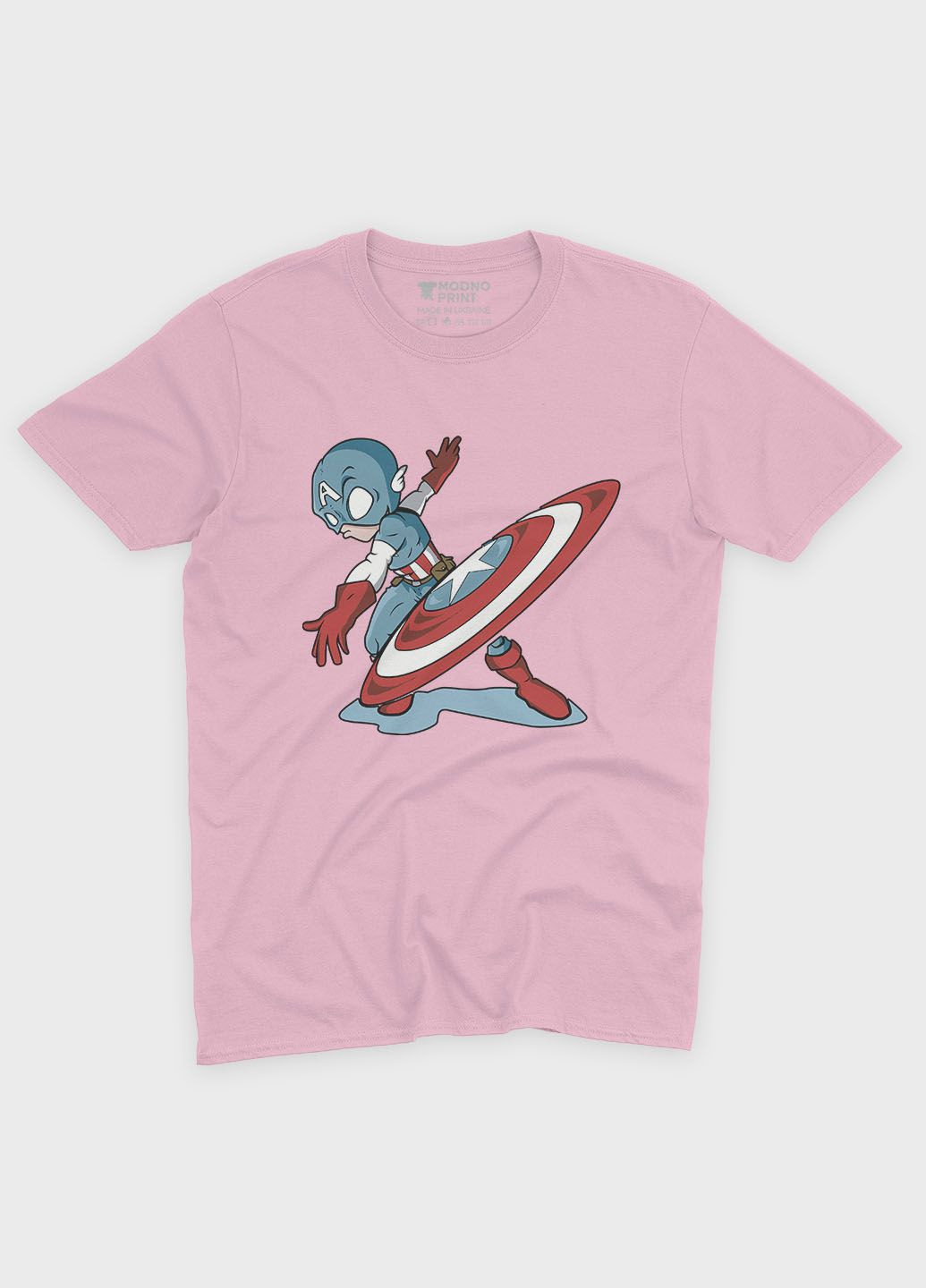 Світло-рожева демісезонна футболка для дівчинки з принтом супергероя - капітан америка блідо-рожевий 146-152 см (ts001-1-lpinkj-006-022-011-g) Modno