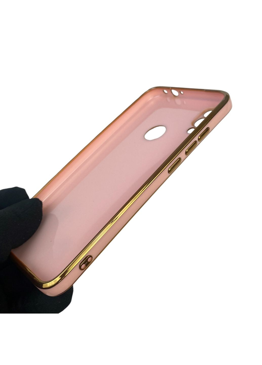 Чохол для Redmi Note 7 глянцевий з кільцем MagSafe із золотою окантовкою на сяомі редмі нот 7 пудровий gs1 Xiaomi (366230370)