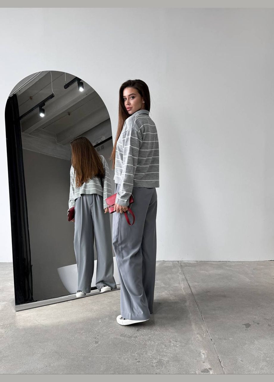 Женские брюки с декоративным шнурком цвет серый р.42 451520 New Trend (282926488)