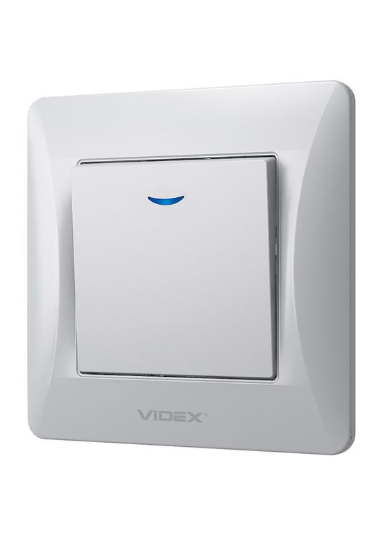 Вимикач 1-клавішний з підвищеною вогнетривкістю і підсвічуванням BINERA VF-BNSW1L-SS сріблястий Videx (282312993)