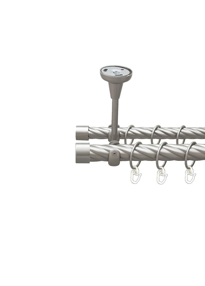 Карниз Заглушка металевий дворядний відкритий до стелі скручена труба Сатин 25\19 мм 300 см (00-00026192) ORVIT (300844523)