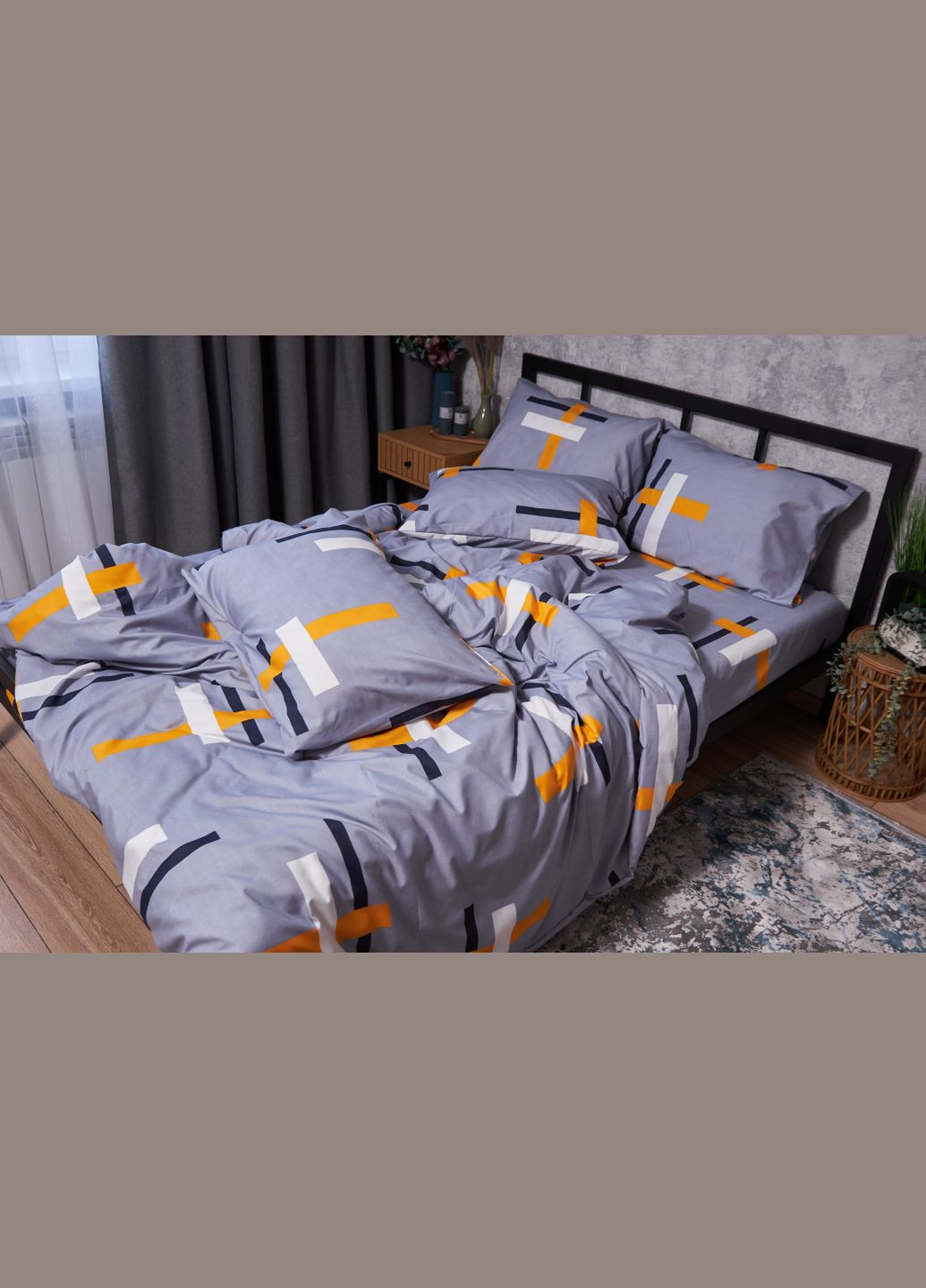 Комплект постельного белья Полисатин Premium семейный 160х220х2 наволочки 4х70х70 (MS-820002857) Moon&Star marigold (288044155)