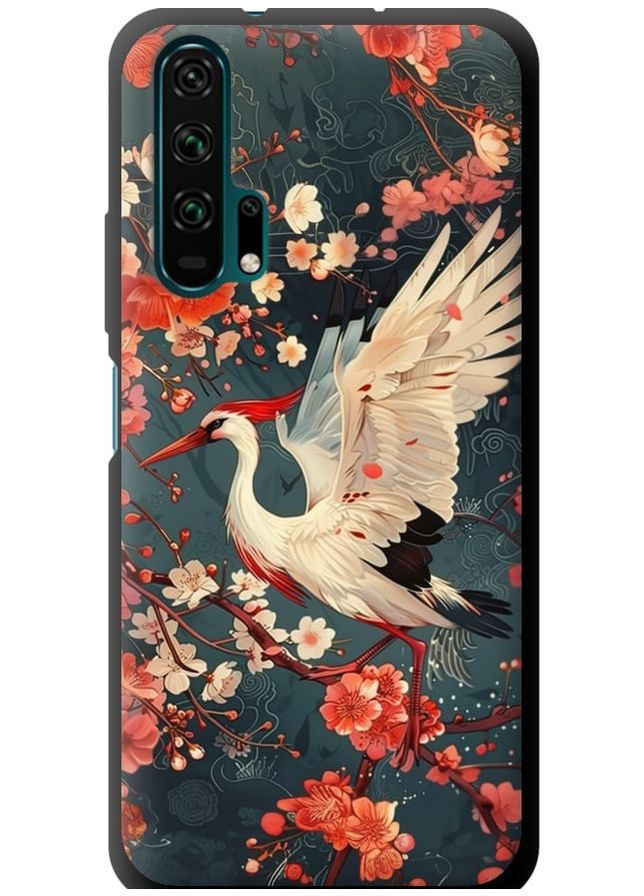 TPU черный чехол 'Сакура и аист' для Endorphone Huawei Honor 20 Pro (291132262)