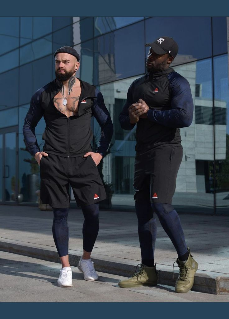 Мужской компрессионный костюм 5в1 : Рашгард, шорты, леггинсы, футболка, худи No Brand Reebok 5в1 (297393738)