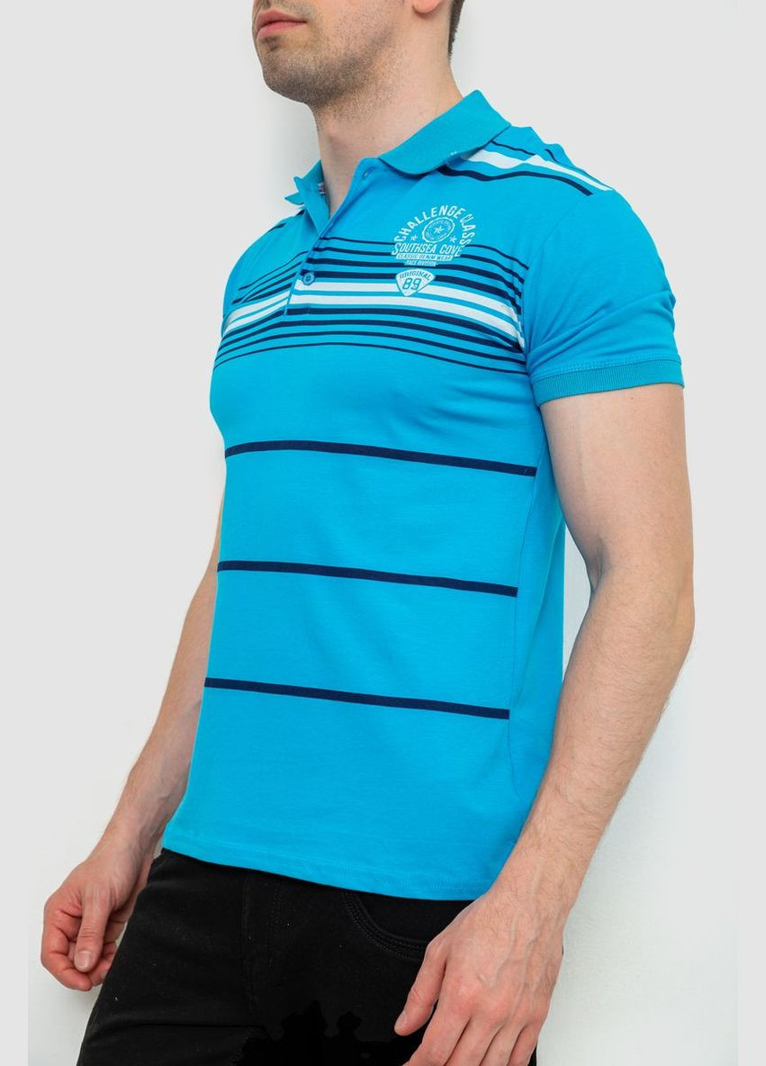 Голубой футболка-поло мужское в полоску, цвет темно-серый, для мужчин Ager