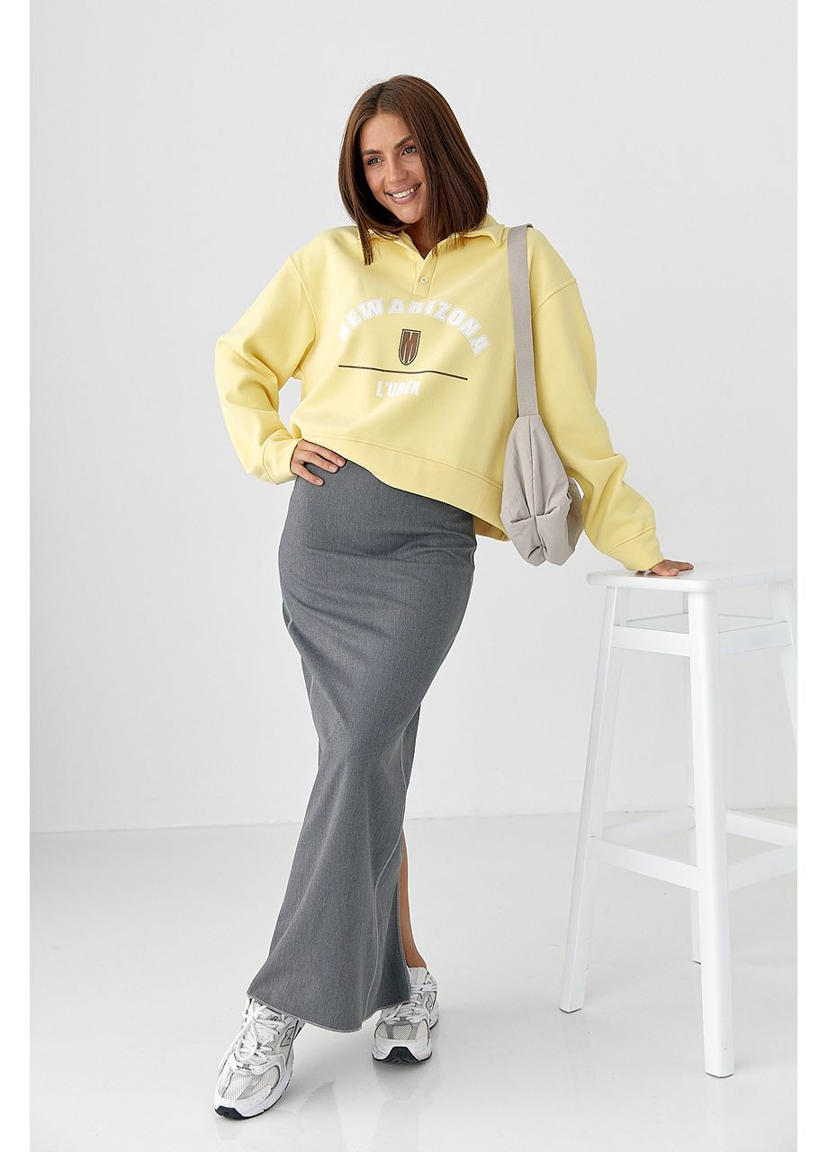 Желтый утепленный свитшот надпись (352691484)