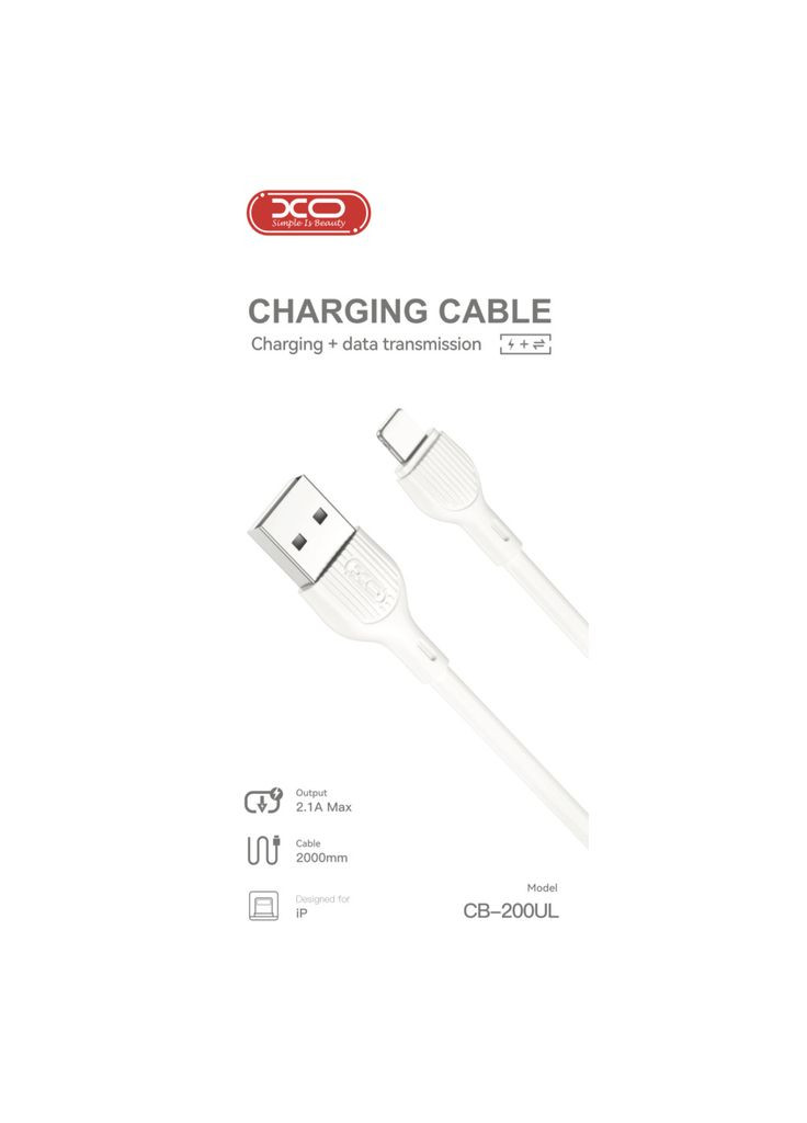 Дата кабеля (m500218) XO USB 2.0 AM to Lightning 2.0m 2.1A white (367071039)