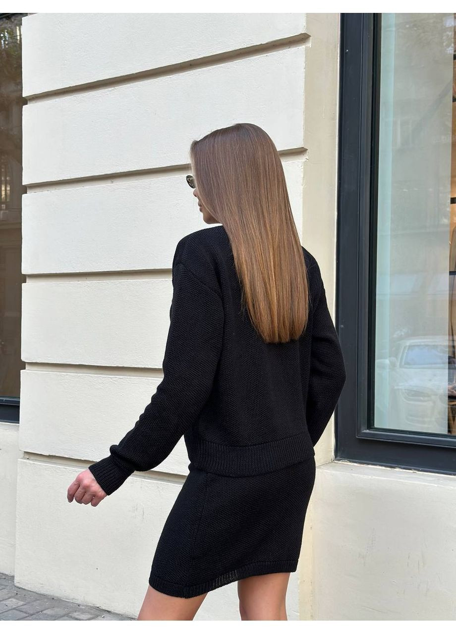 Жіночий в'язаний костюм зі спідницею та жакетом-кардиганом MonCher (363849297)