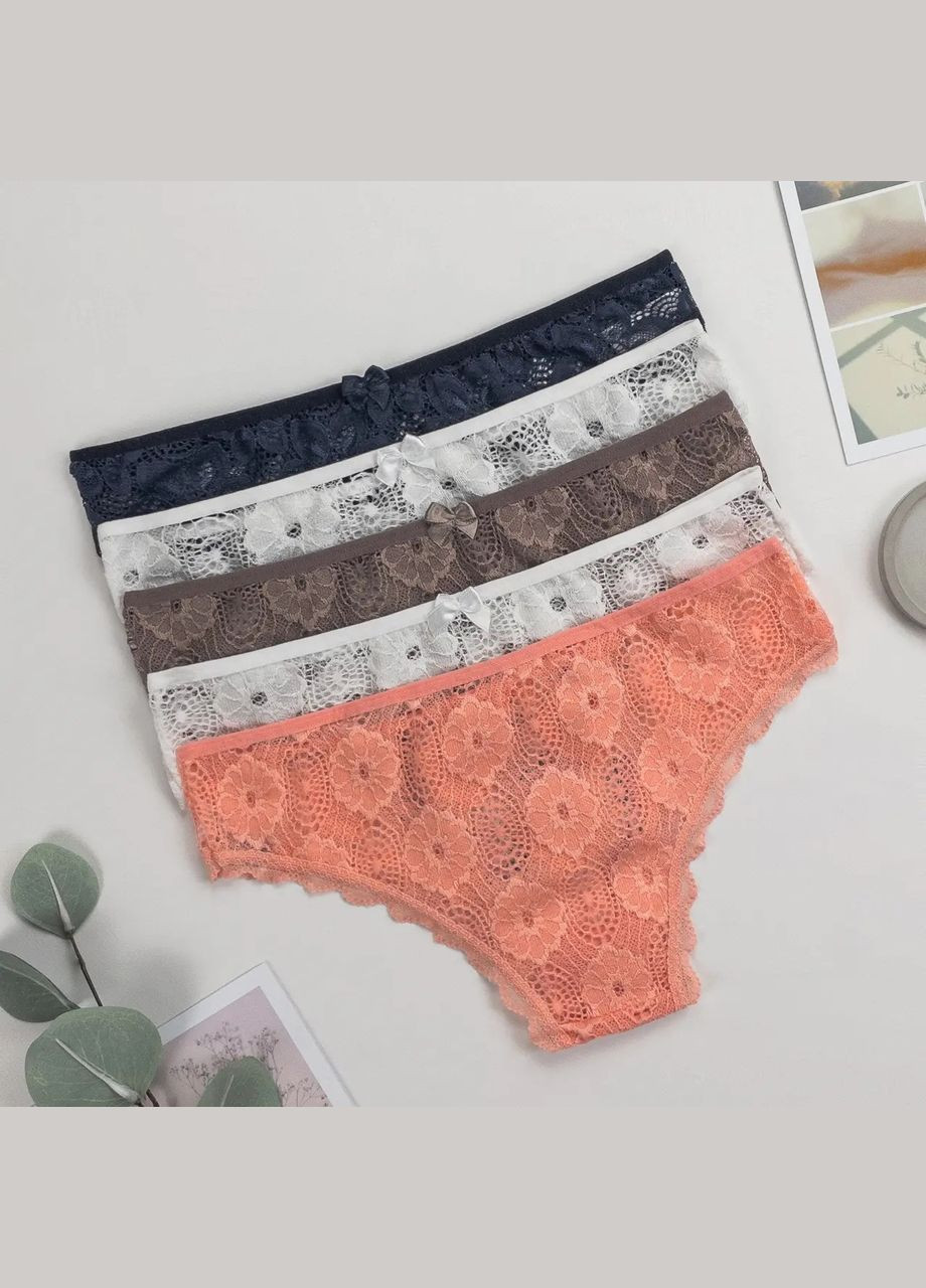 Женские трусы-бразилиан, с кружевом 5 шт. Nicoletta (342119665)