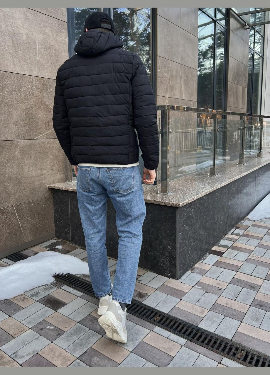 Чорна демісезонна шикарна весняна куртка з капюшоном Stylish Touch