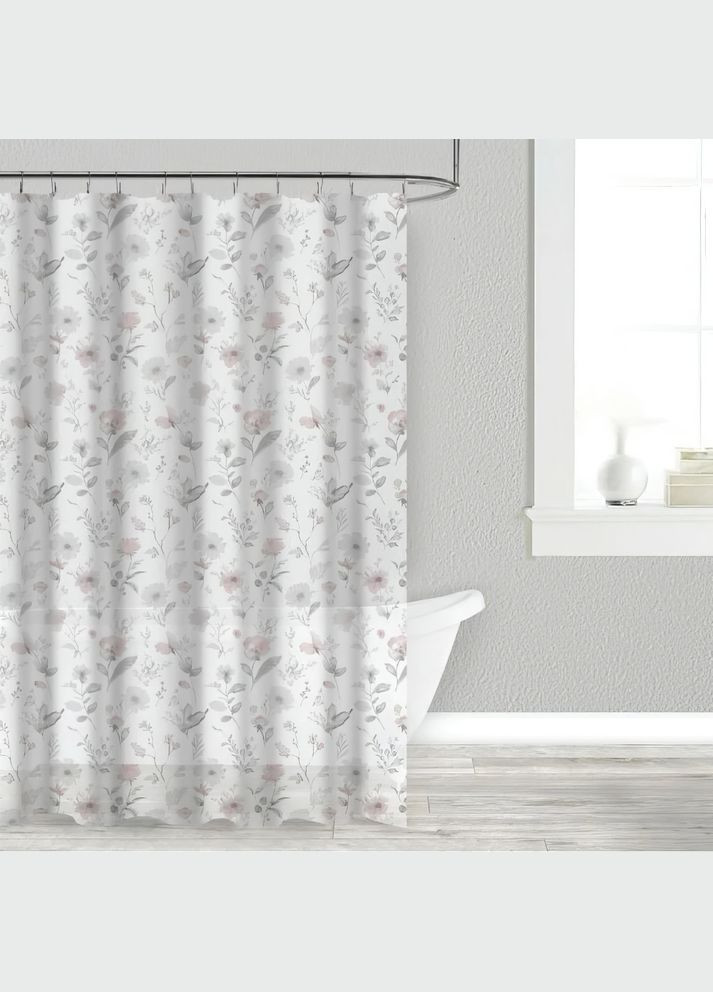 Шторка для ванної та душу 180x180 см водонепроникна, штора для душової з пластиковими гачками, прозора No Brand (369802948)