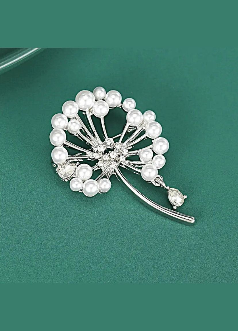 Брошка с бусинами акцентная металлическая Одуванчик No Brand (330641481)