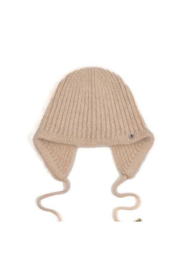 Шапка чепчик с завязками женская ангора бежевая СИЛИЯ LuckyLOOK 620-858 (322792256)